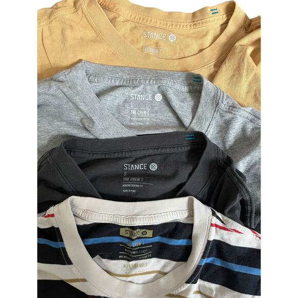 Stance Crew Tee bundle of 4 short sleeve shirts yellow black gray stripe small - Picture 3 of 7